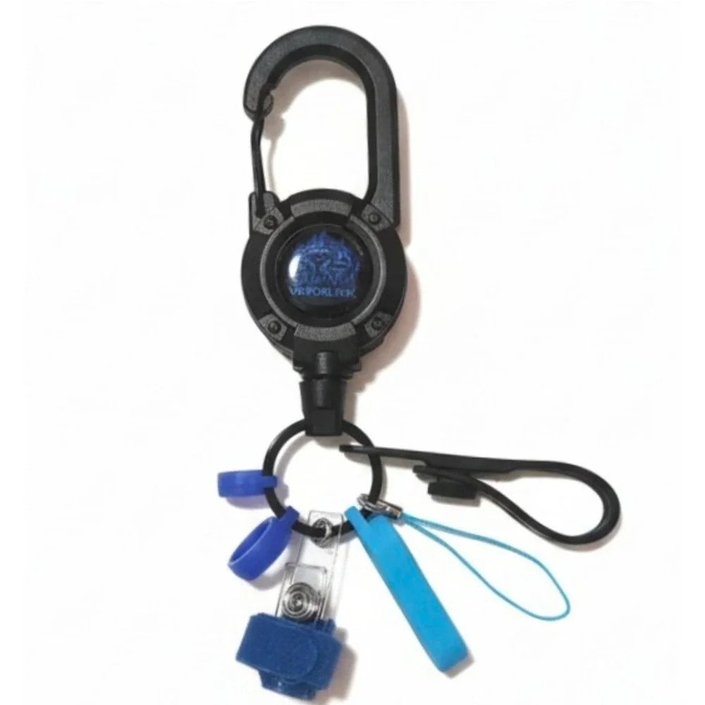 BLUE Vaporlink Leash Heavy-duty Retractable‎ Carabiner Keychain Anti-Lost/Theft